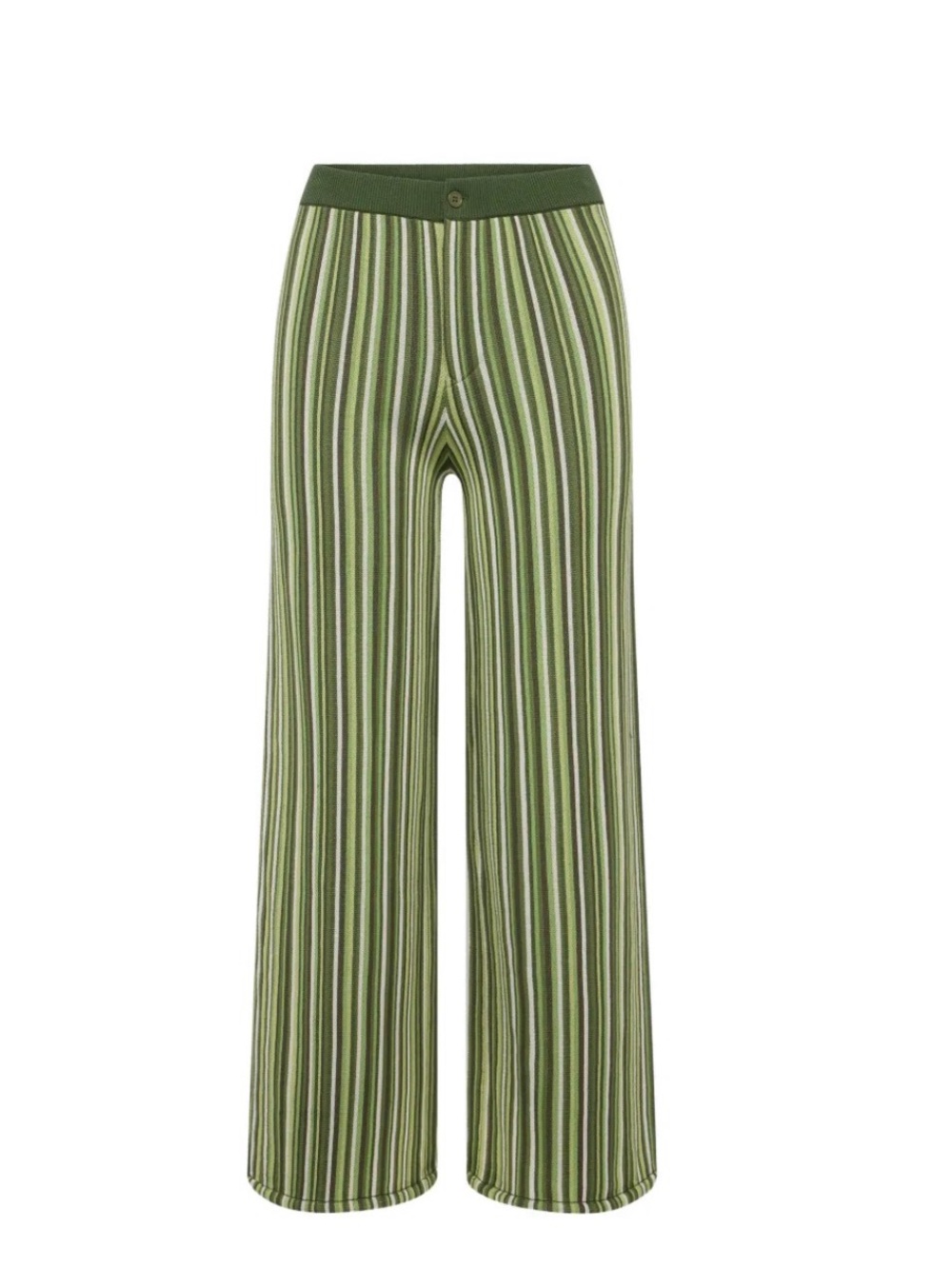 Simon Miller Olive Green Striped Wide-Leg Knit Pants